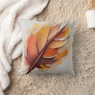 Coussin Jeu De Peintures Feuilles Modernes Abstraites, Feu