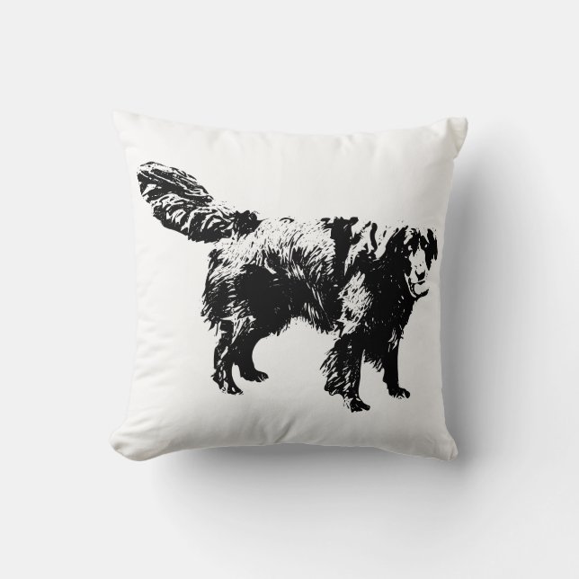 Coussin Jeu de récolte en noir et blanc (Recto)