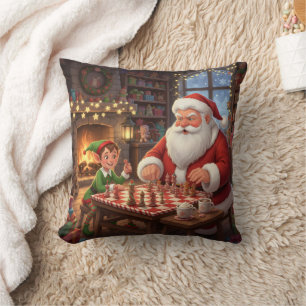 Coussin Jeu d'échecs personnalisé avec le Père Noël et l'e