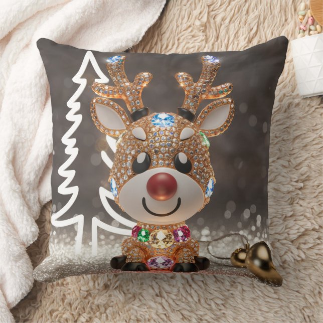 Coussin Jeu d'oreiller à jet de rudolph Stylisé en 3D (Couverture)