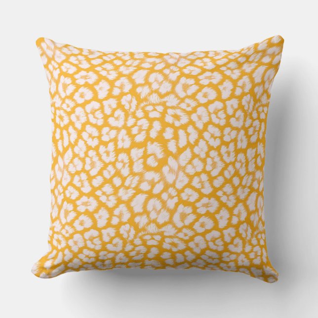 Coussin Jeu d'oreiller blanc jaune abstrait empreinte de l (Recto)