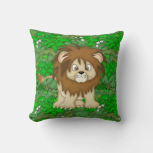 Coussin Jeu d'oreiller Lion caricature Jungle Décor
