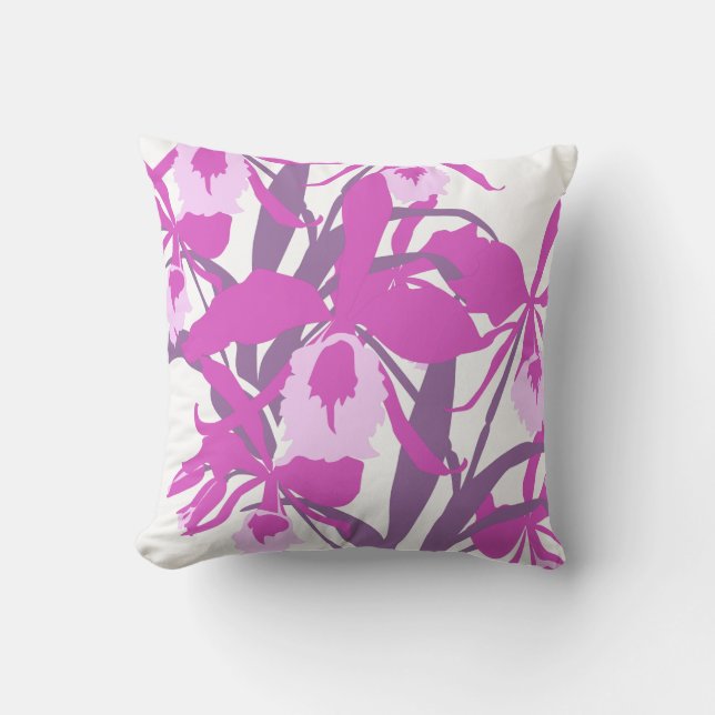Coussin Jeu d'oreiller pour orchidées violettes stylisées (Recto)