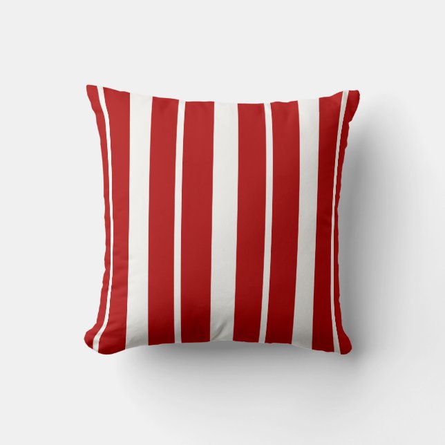Coussin Jeu d'oreiller rayé blanc et rouge nautique (Recto)