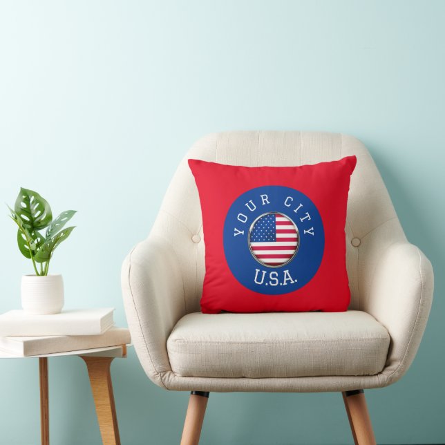 Coussin Jeu d'oreiller - USA Personnalisé - Ajouter Nom de (Chaise)