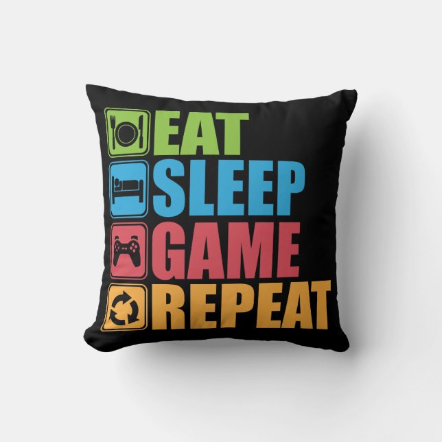 Coussin Jeu - mangez, dormez, jeu, répétition - Gamer, (Recto)