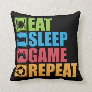 Coussin Jeu - mangez, dormez, jeu, répétition - Gamer,