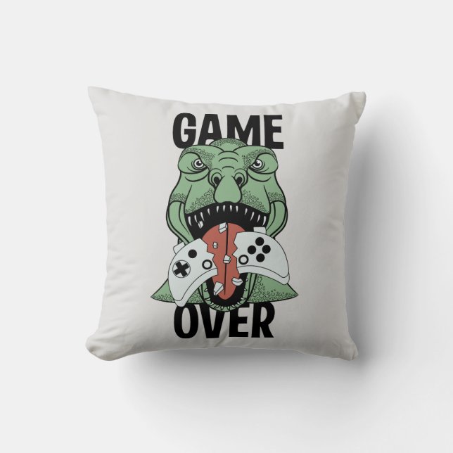Coussin Jeu Moderne Sur T-Rex Dinosaur Vidéo Joueurs (Recto)