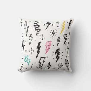 Coussin Jeu vintage de boulons de foudre. Lig Doodle tiré
