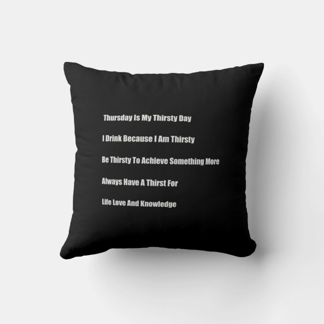 Coussin Jeudi est mon jour de soif (Verso)