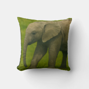 Coussin Jeune éléphant avec tuteur dans la réserve de Gras