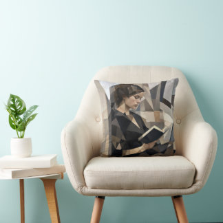 Coussin Jeune femme lisant un livre de style Picasso
