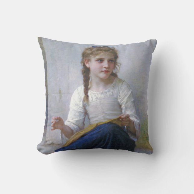 Coussin Jeune fille cousant, Bouguereau (Recto)