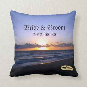 Coussin Jeune mariée de mariage de plage et souvenir de