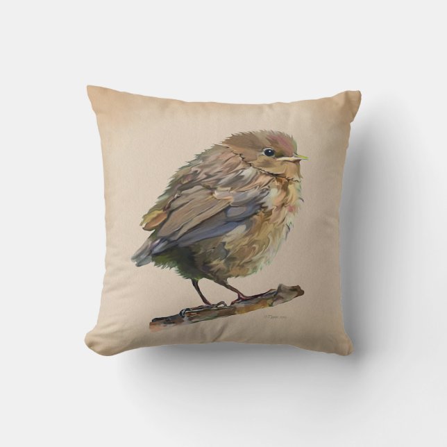 Coussin Jeune merle noir (Recto)