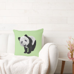 Coussin Jeune panda vert