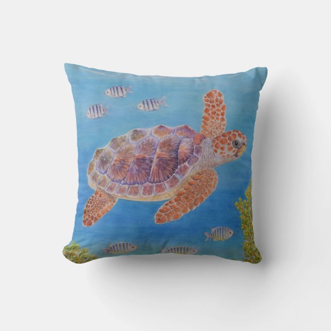 Coussin Jeune tortue marine caouanne (Recto)