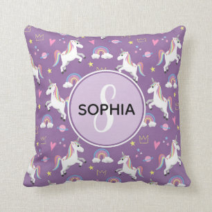 Coussin Jeunes filles mignonnes violettes monogrammes Unic