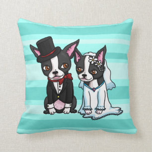 Coussin Jeunes mariés de Boston Terrier