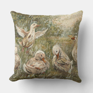 Coussin Jeux d'eau Ferme fantaisiste Famille de canards Ét