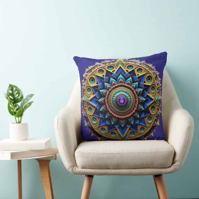 Coussin Jewel Tone Mandala Throw Pillow (Chaise)