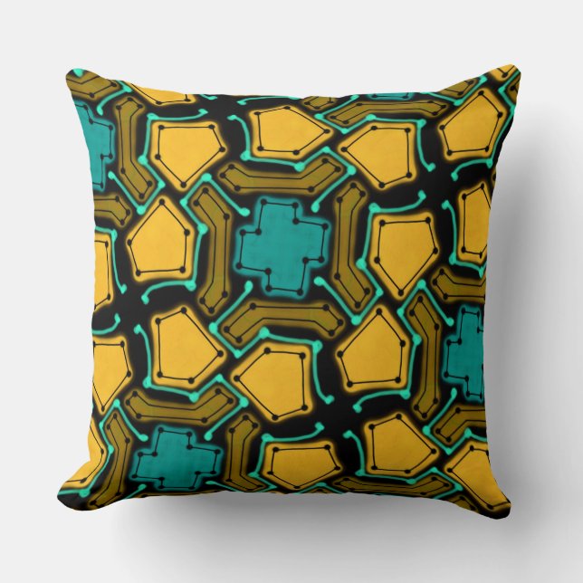 Coussin Jimette Design noir orange et turquoise (Recto)