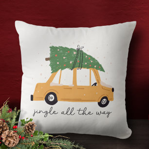 Coussin Jingle All Way Voiture et Noël Arbre vacances