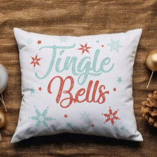 Coussin Jingle Bells Snowflake Pastel Ajouter le nom Noël
