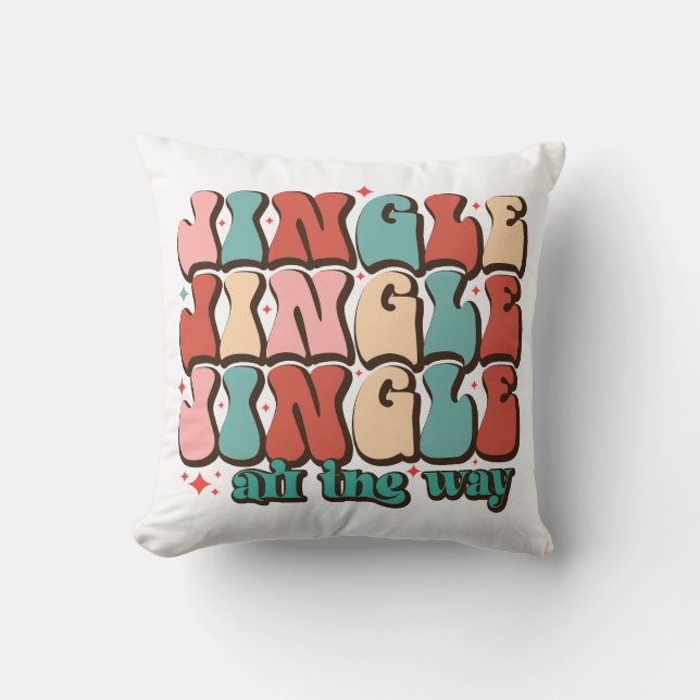 Coussin Jingle tout le chemin Retro Super Noël (Recto)