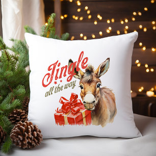 Coussin Jingle Tout le long de la ferme de Noël âne