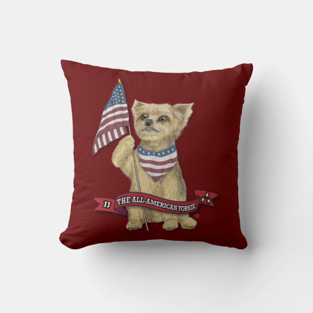 Coussin JJ L'Oreiller Tout-Américain Yorkie Throw (Recto)