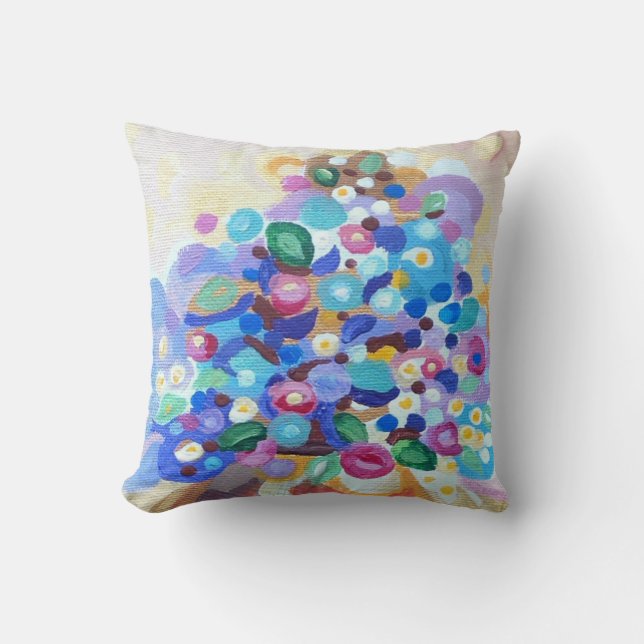 Coussin Joaillier fleurs vives avec un look peint à la mai (Recto)