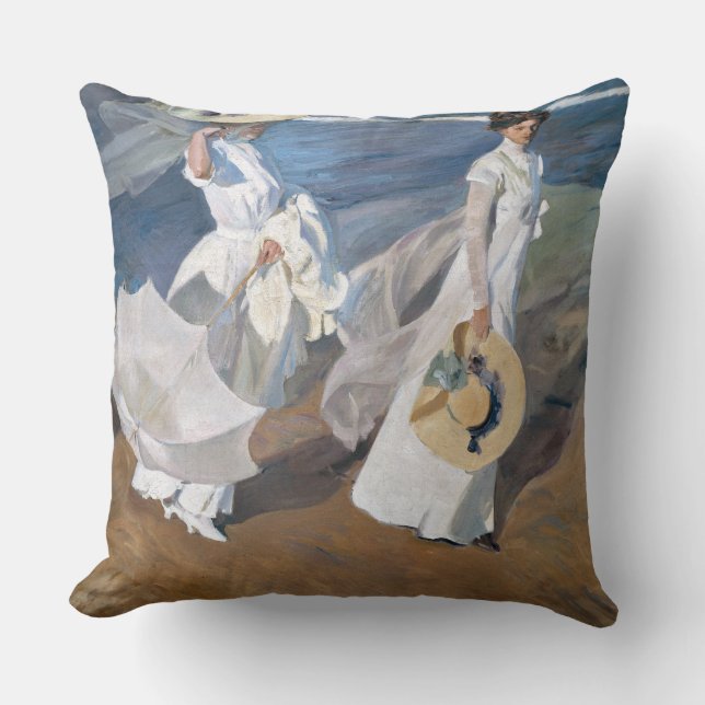 Coussin Joaquin Sorolla - Femmes marchant sur la plage (Recto)