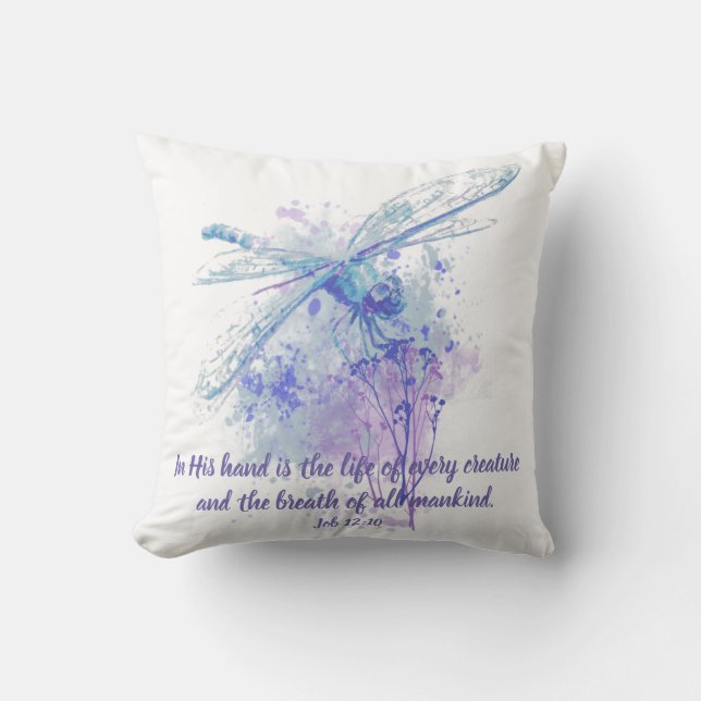 Coussin Job 12:10 Écriture Vie de chaque créature (Recto)