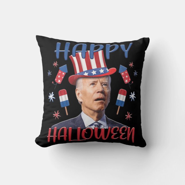 Coussin Joe Biden a confondu Joyeux 4ème d'Halloween Quatr (Recto)