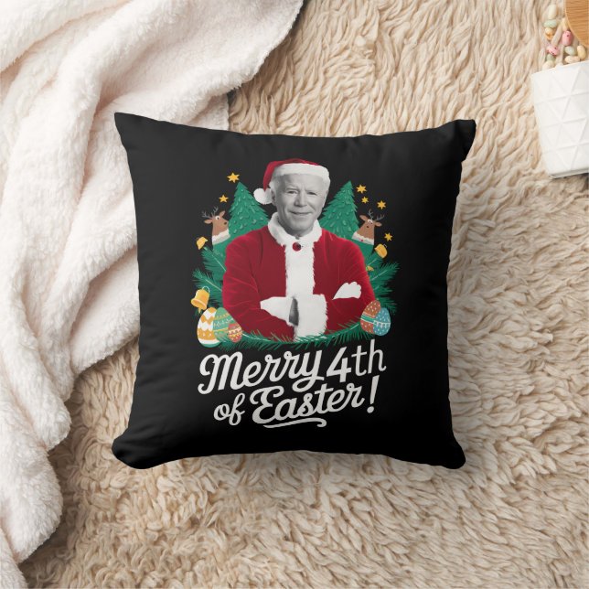 Coussin Joe Biden Noël Père Noël Joyeux 4ème Noël Pâques (Couverture)