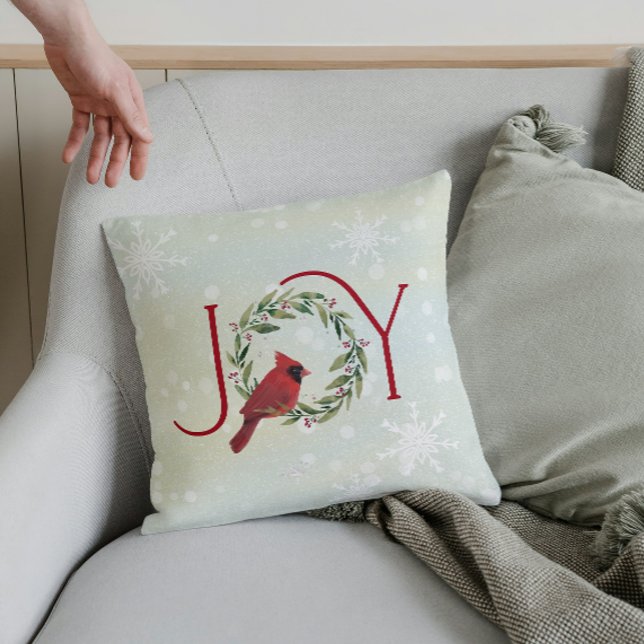 Coussin Joël de Noël Cardinal dans une couronne  (Créateur téléchargé)