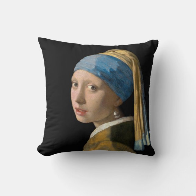Coussin Johannes Vermeer - Fille avec une oreille perle (Recto)
