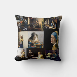 Coussin Johannes Vermeer - Patchwork de chefs-d'oeuvre