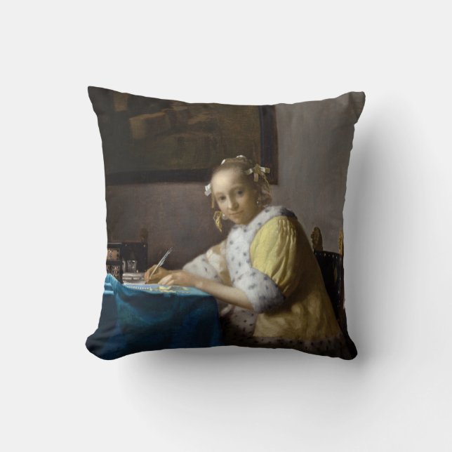Coussin Johannes Vermeer - Une dame écrit une lettre (Recto)
