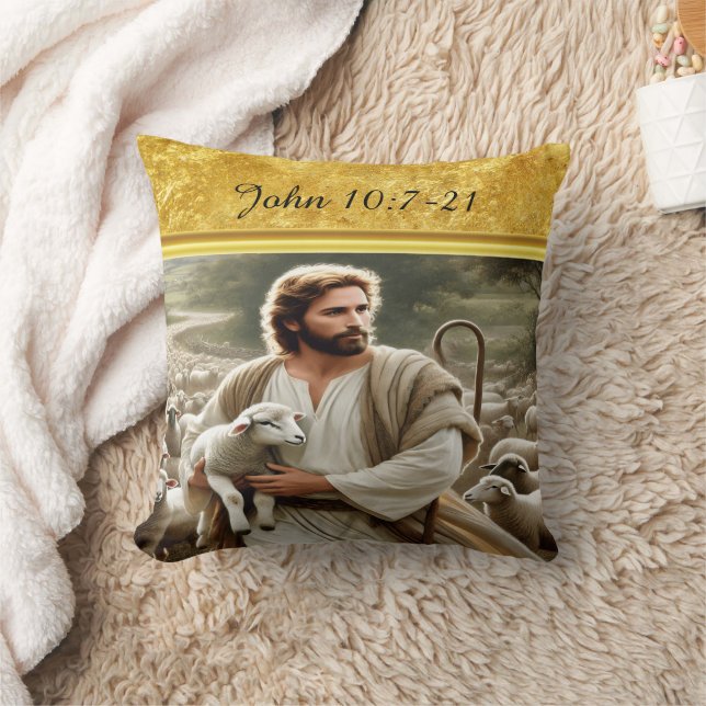 Coussin John 10:7 Radiant Shepherd Vision (Couverture)