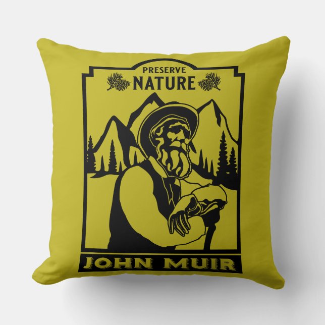 Coussin John Muir Conservateur américain (Recto)