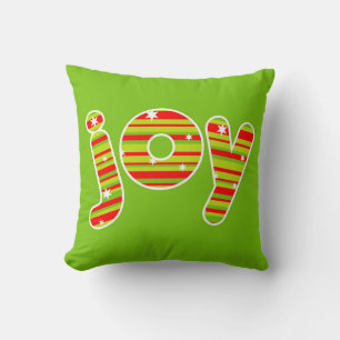 Coussin JOIE à Noël, Red & Green Stripes