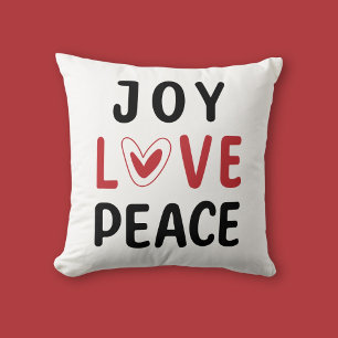 Coussin Joie Amour Paix Rouge Cœur Inspirant