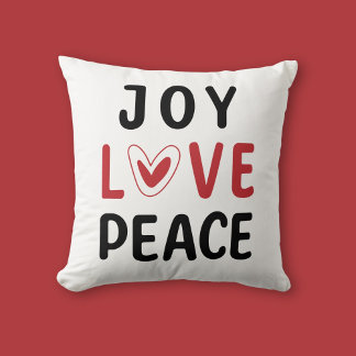 Coussin Joie Amour Paix Rouge Cœur Inspirant