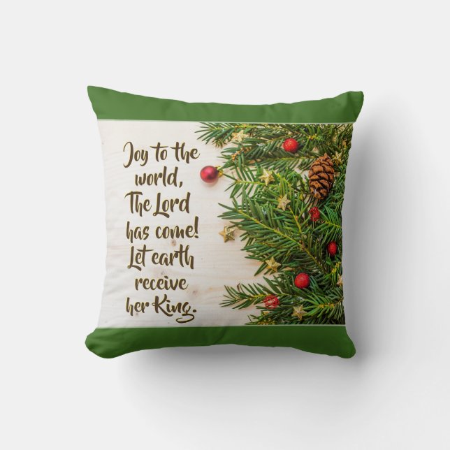 Coussin Joie au monde le Seigneur est venu Noël Carol (Recto)