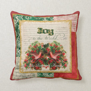 Coussin Joie au nom de famille de musique de feuille de