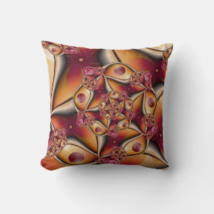 Coussin Joie Colorée Abstrait Orange Rouge Fantaisie Fract