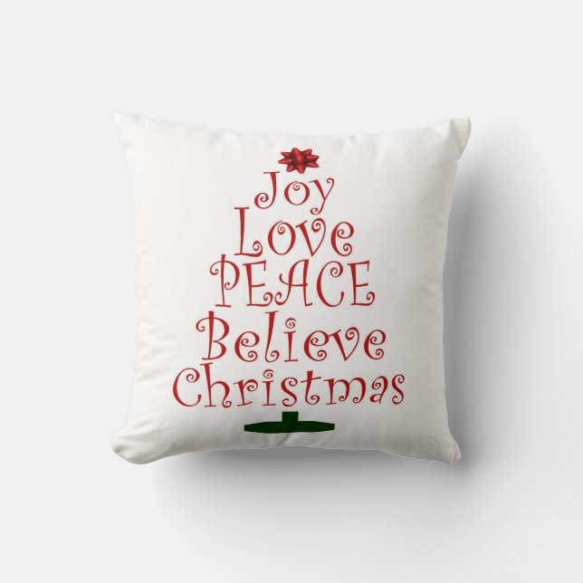 Coussin Joie de Noël Amour Paix Croire (Recto)
