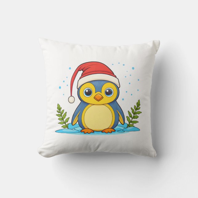 Coussin Joie de Noël de pingouin  (Recto)